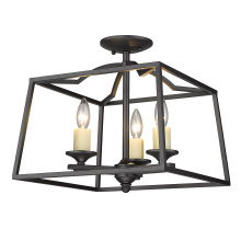 Golden 3072-SF NB - Golden Lighting Athena 3-light Semi-Flush Mount in Natural Black